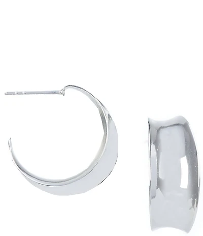 Argento Vivo Concave Sterling Silver Hoop Earrings