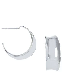 Argento Vivo Concave Sterling Silver Hoop Earrings