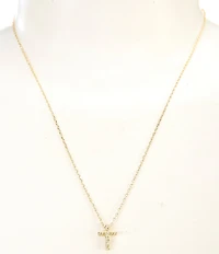 Argento Vivo CZ Cross Short Pendant Necklace and Earring Set