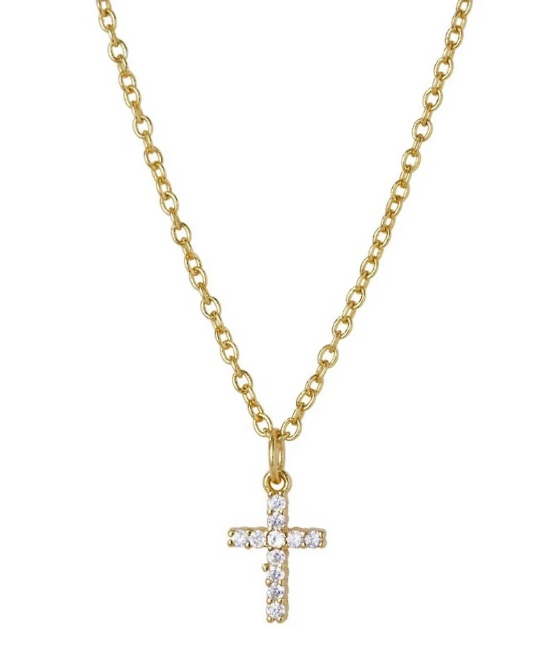 Argento Vivo Crystal CZ Mini Cross Short Pendant Necklace