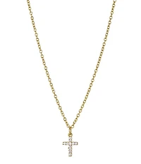 Argento Vivo Crystal CZ Mini Cross Short Pendant Necklace