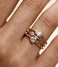 Argento Vivo CZ Multi Stone Three Row Stacked Ring
