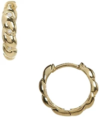 Argento Vivo CZ Texture Hoop Earrings