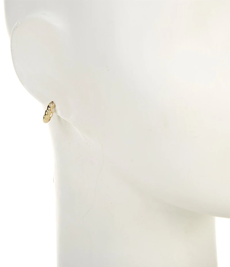 Argento Vivo CZ Texture Hoop Earrings