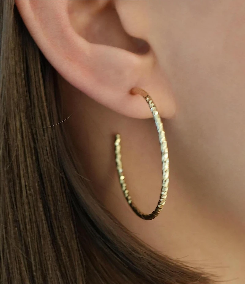 Argento Vivo Diamond Cut Hoop Earrings