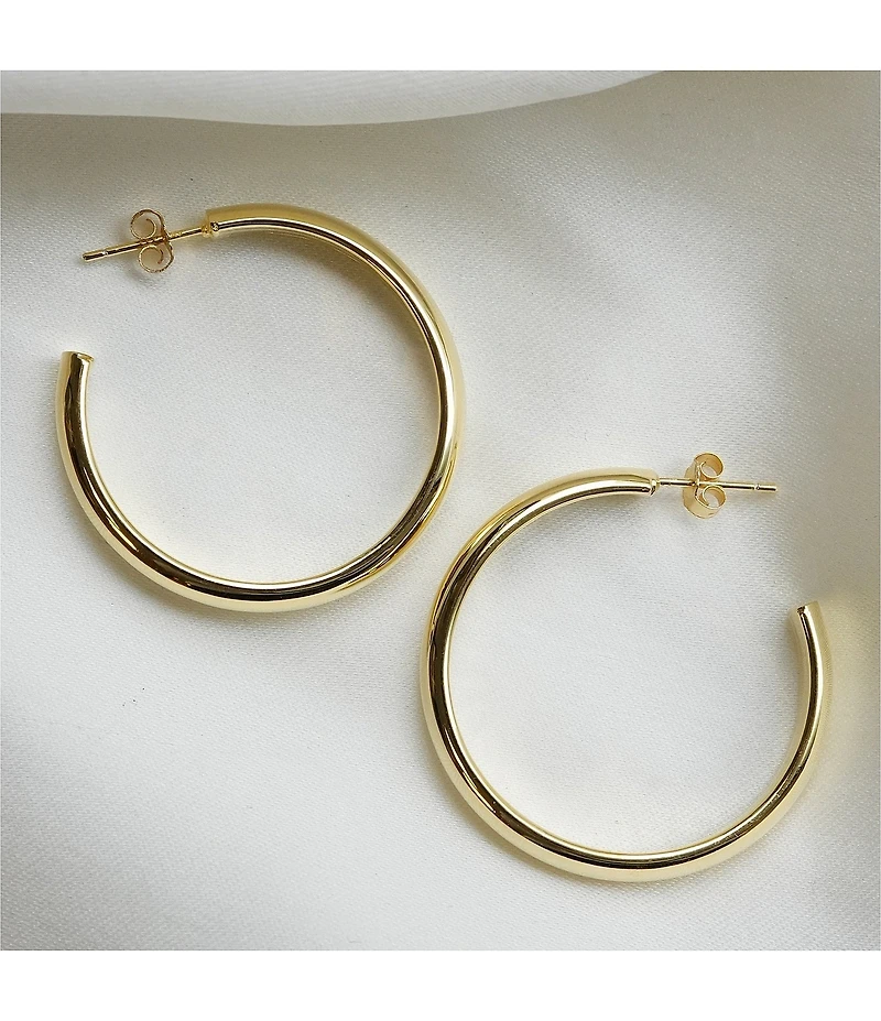 Argento Vivo Flat Edge Hoop Earrings