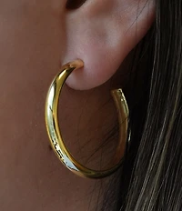 Argento Vivo Flat Edge Hoop Earrings