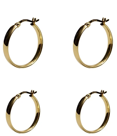 Argento Vivo Flat Hoop Earring Set