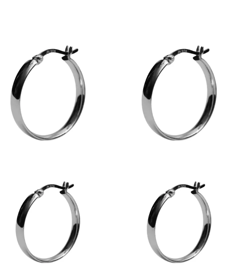 Argento Vivo Flat Hoop Earring Set