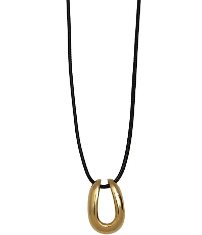 Argento Vivo Gold Horseshoe Cord Long Pendant Necklace