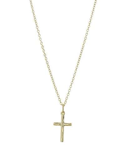Argento Vivo Hammered Cross Short Pendant Sterling Silver Necklace