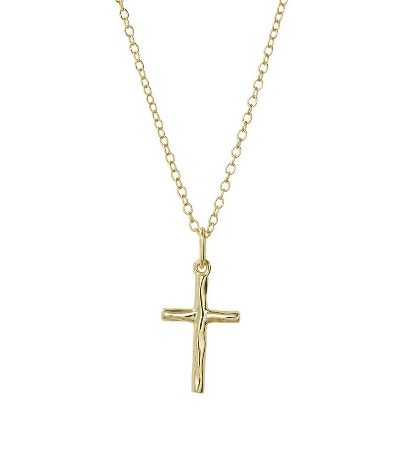 Argento Vivo Hammered Cross Short Pendant Sterling Silver Necklace