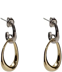 Argento Vivo Interlock Two Tone Oval Drop Earrings