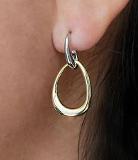 Argento Vivo Interlock Two Tone Oval Drop Earrings