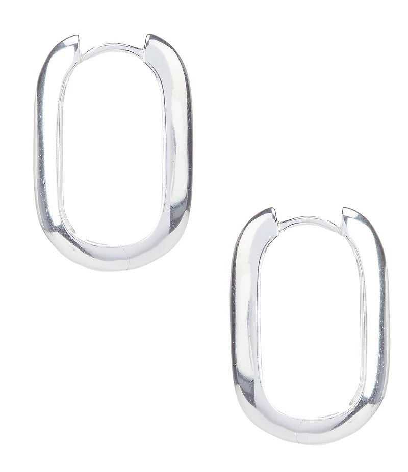 Argento Vivo Medium Oblong Hoop Earrings