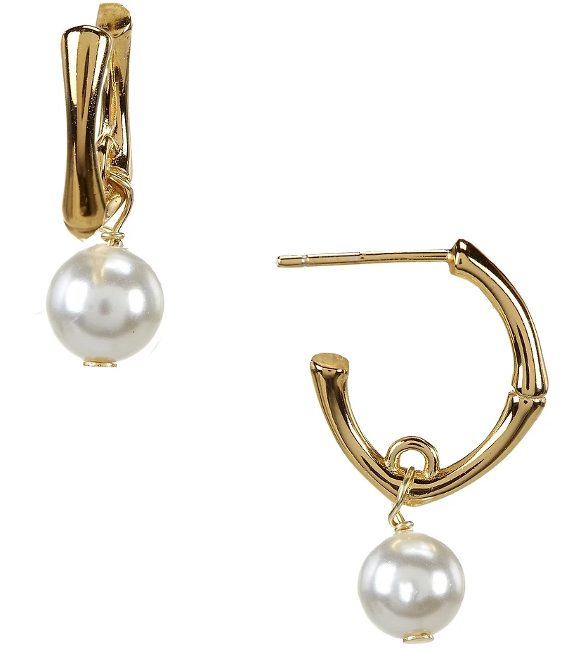 Argento Vivo Mini Pearl Drop Hoop Earrings
