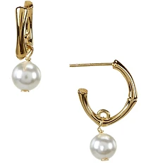 Argento Vivo Mini Pearl Drop Hoop Earrings