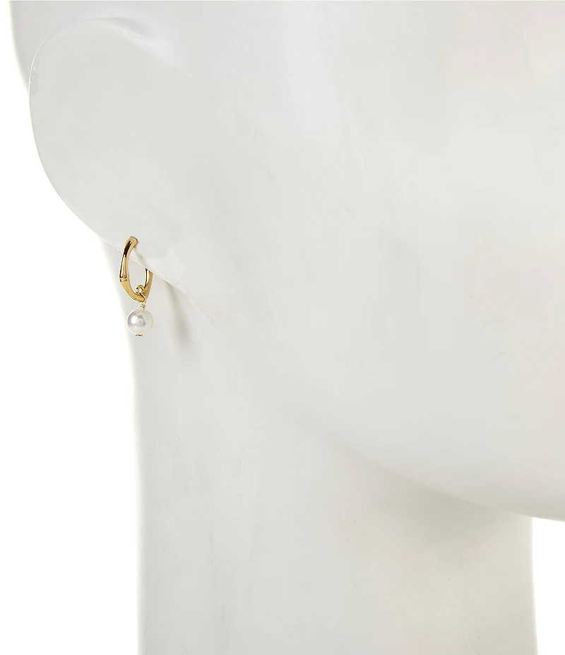 Argento Vivo Mini Pearl Drop Hoop Earrings