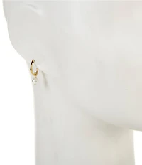 Argento Vivo Mini Pearl Drop Hoop Earrings