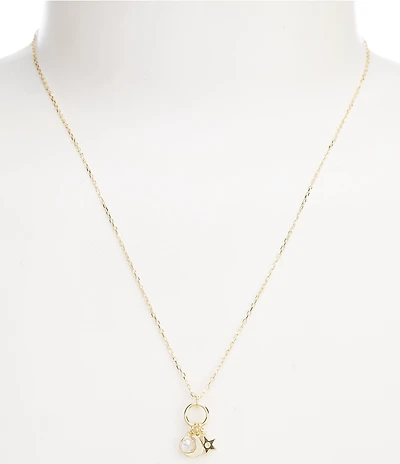 Argento Vivo Moon With Star Short Pendant Necklace