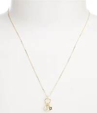 Argento Vivo Moon With Star Short Pendant Necklace