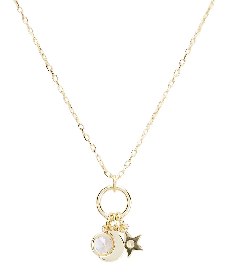 Argento Vivo Moon With Star Short Pendant Necklace
