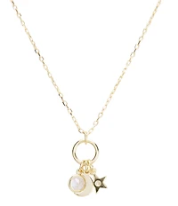 Argento Vivo Moon With Star Short Pendant Necklace