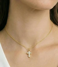 Argento Vivo Mother Of Pearl Cross Short Pendant Necklace