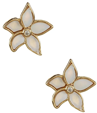 Argento Vivo Mother Of Pearl Flower Stud Earrings