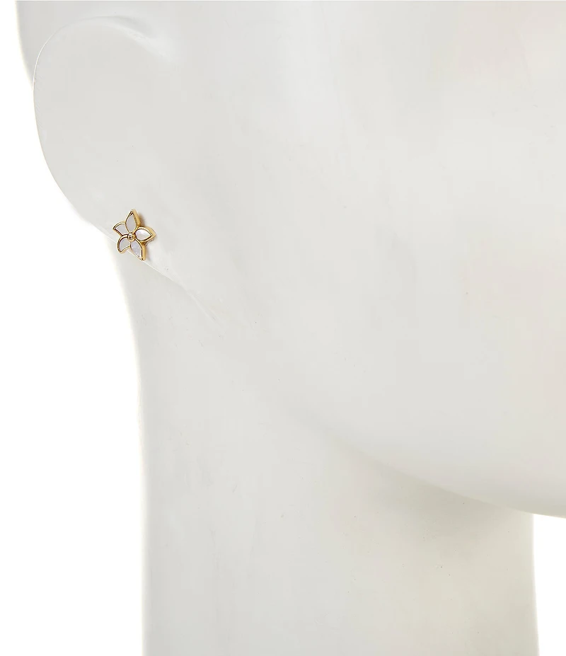 Argento Vivo Mother Of Pearl Flower Stud Earrings