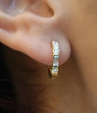 Argento Vivo Multi CZ Detailed Hoop Earrings