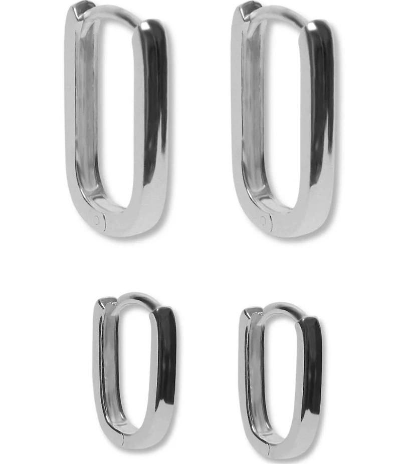 Argento Vivo Oblong Hoop Earring Set