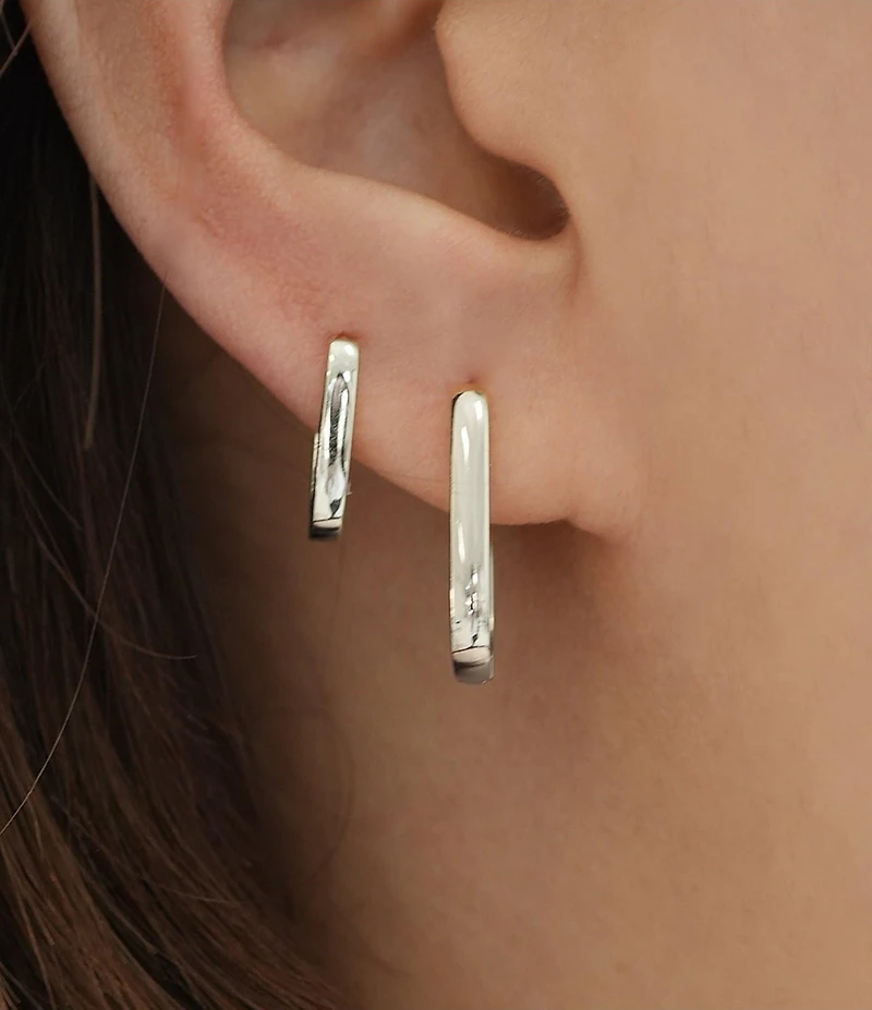 Argento Vivo Oblong Hoop Earring Set