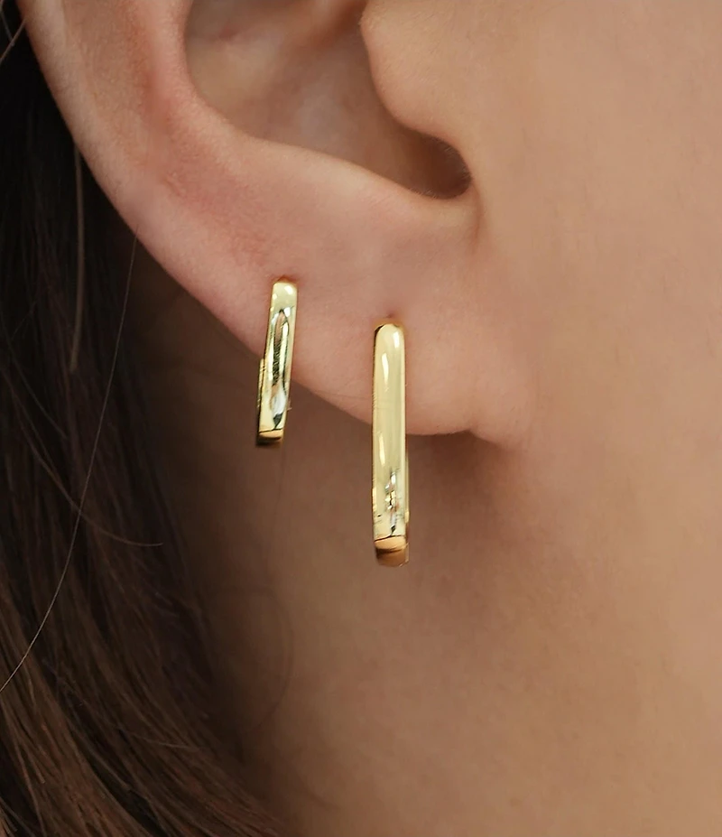 Argento Vivo Oblong Hoop Earring Set