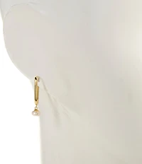 Argento Vivo Oval Stone Pearl Hoop Earrings