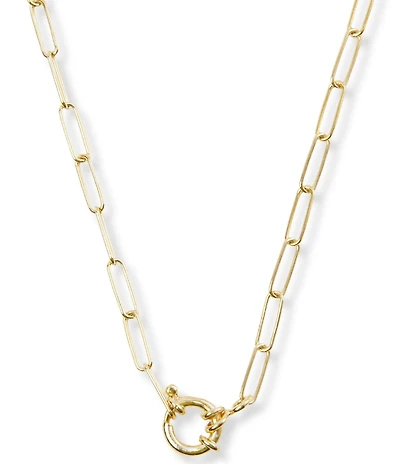 Argento Vivo Paperclip Ring Clasp Short Pendant Necklace