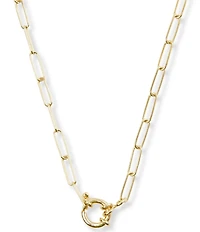 Argento Vivo Paperclip Ring Clasp Short Pendant Necklace