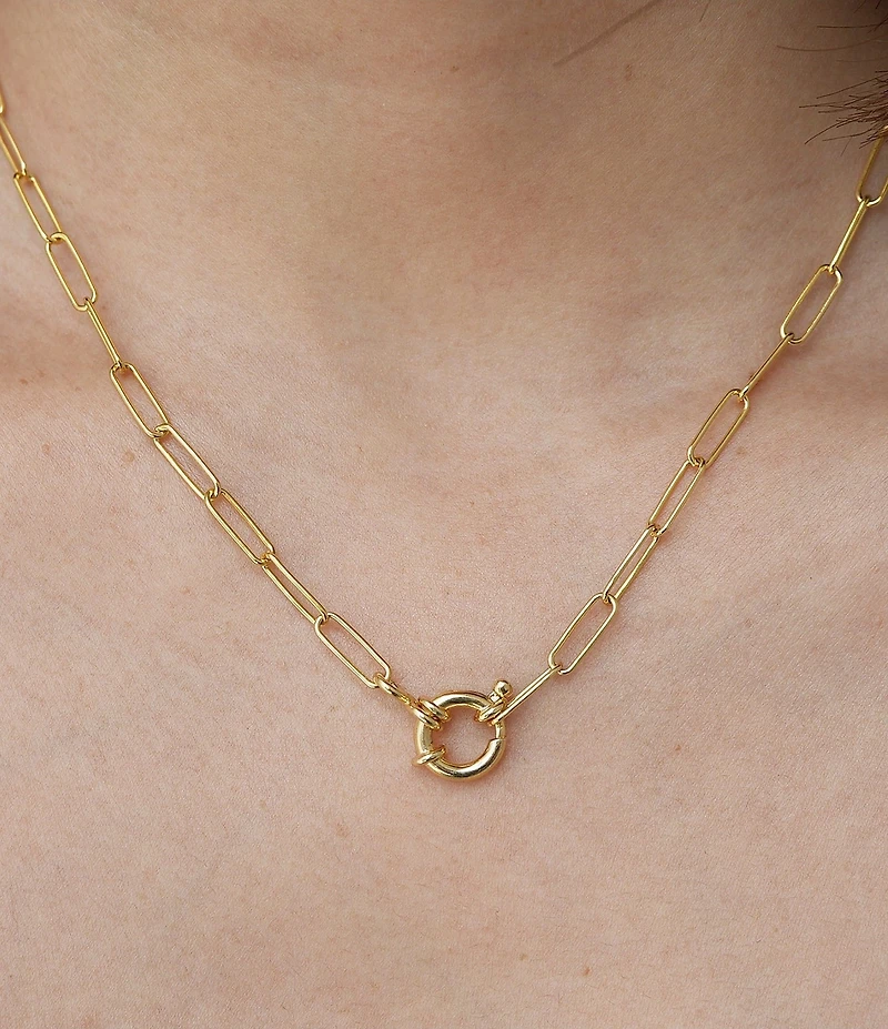 Argento Vivo Paperclip Ring Clasp Short Pendant Necklace
