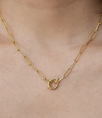 Argento Vivo Paperclip Ring Clasp Short Pendant Necklace
