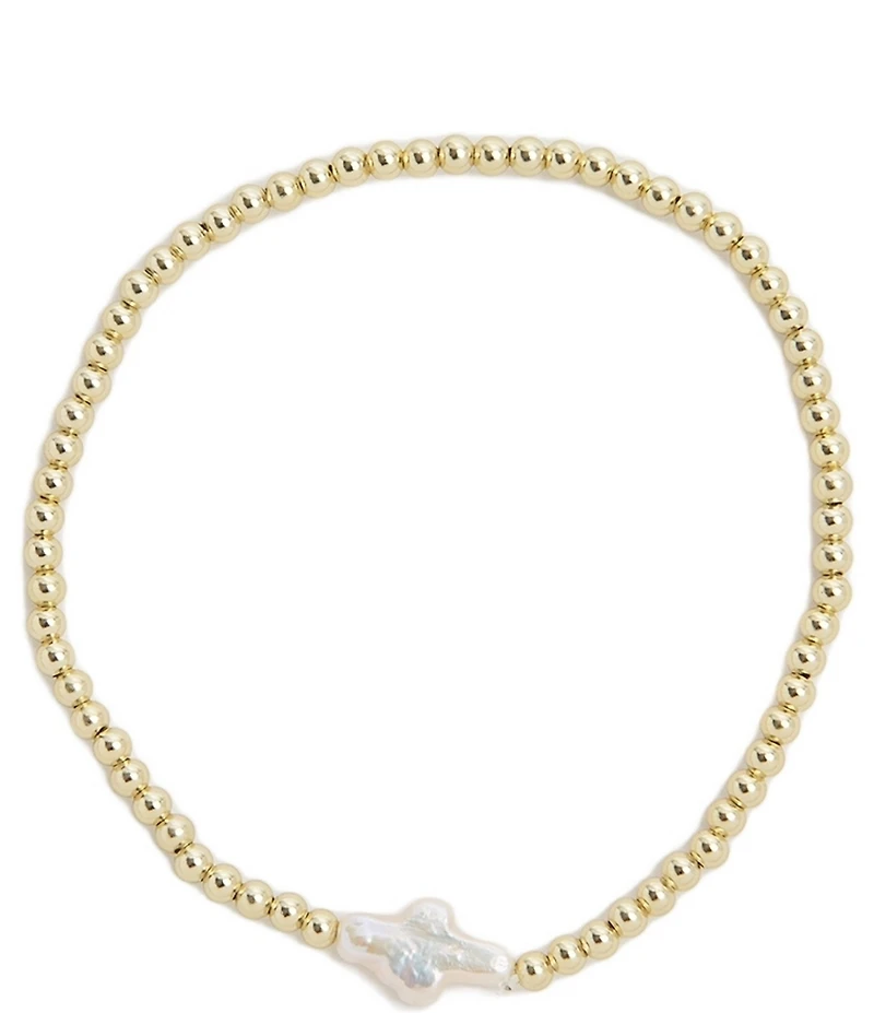Argento Vivo Pearl Cross Beaded Stretch Bracelet