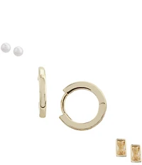 Argento Vivo Pearl Crystal Trio Stud Earring Set