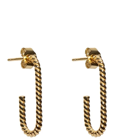 Argento Vivo Rope Textured Oblong Hoop Earrings