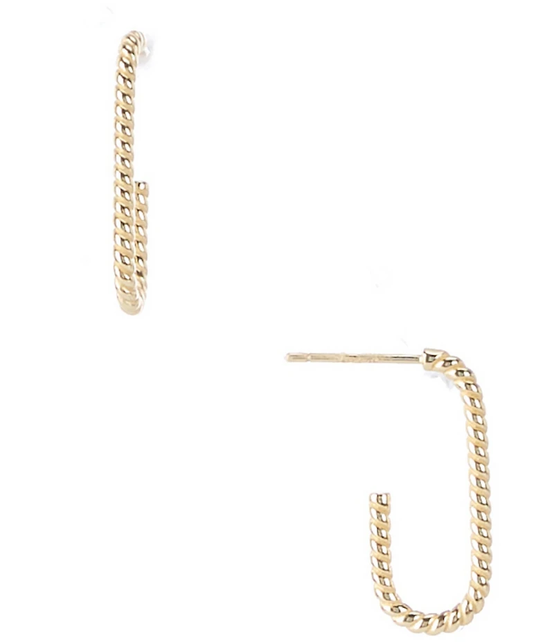 Argento Vivo Rope Textured Oblong Hoop Earrings