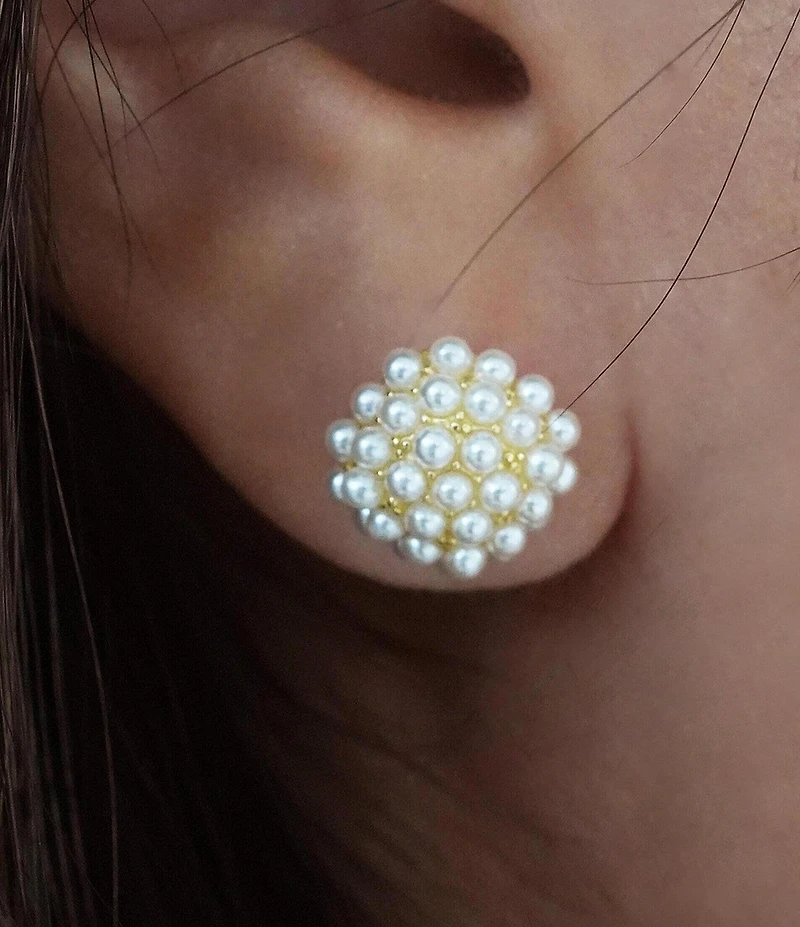 Argento Vivo Round Pearl Burst Stud Earrings