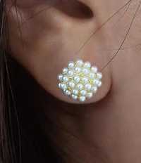 Argento Vivo Round Pearl Burst Stud Earrings
