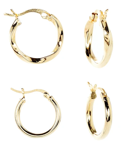 Argento Vivo Textured Hoop Earring Set