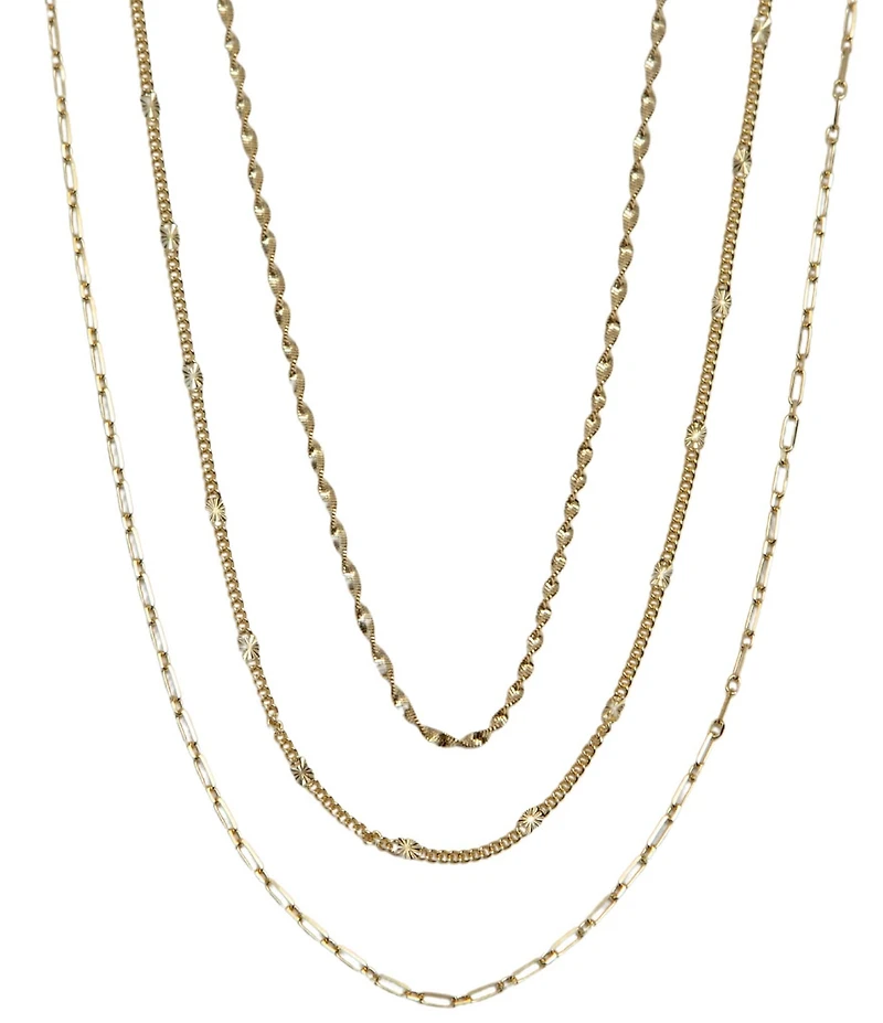 Argento Vivo Triple Layer Paperclip Chain Short Multi Strand Necklace