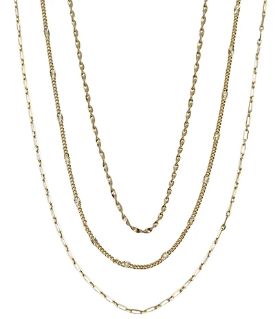 Argento Vivo Triple Layer Paperclip Chain Short Multi Strand Necklace