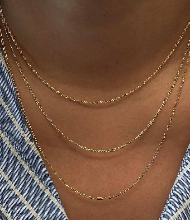 Argento Vivo Triple Layer Paperclip Chain Short Multi Strand Necklace