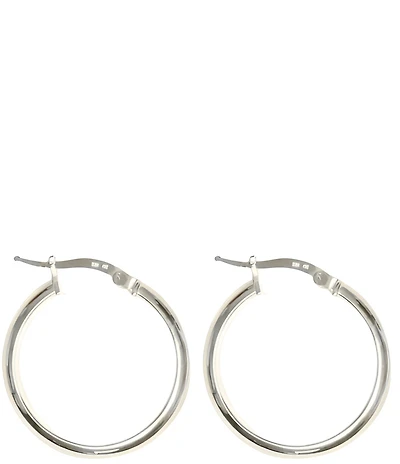 Argento Vivo Tube Sterling Silver Hoop Earrings